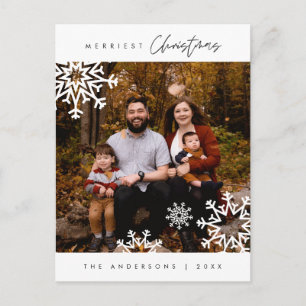 Modern Minimalist, Merriest Christmas Family Photo Postcard