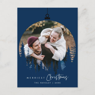 Modern Minimalist, Merriest Christmas Family Photo Postcard
