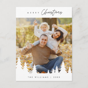 Modern Minimalist, Merriest Christmas Family Photo Postcard