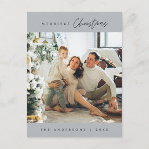 Modern Minimalist, Merriest Christmas Family Photo Postcard