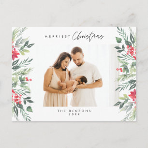 Modern Minimalist, Merriest Christmas Family Post Postcard