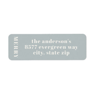 Modern Minimalist Merry Blue Return Address