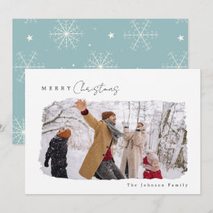 Modern Minimalist Merry Christmas 1 Photo  Holiday Card