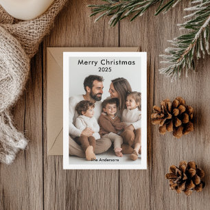 "Modern Minimalist Merry Christmas Family Photo 