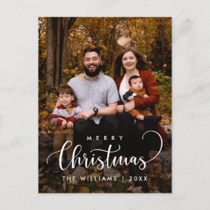 Modern Minimalist, Merry Christmas Family Photo Postcard