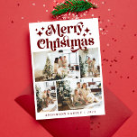Modern Minimalist Merry Christmas Four Photo Retro Holiday Card<br><div class="desc">Modern Minimalist Merry Christmas Four Photo Retro Holiday Card</div>
