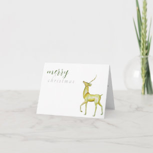 Modern Minimalist Merry Christmas Gold Reindeer Card