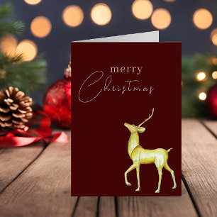 Modern Minimalist Merry Christmas Gold Reindeer  Card