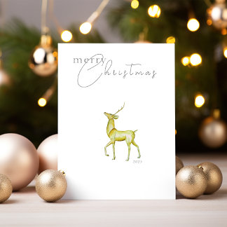 Modern Minimalist Merry Christmas Gold Reindeer Foil Holiday Card