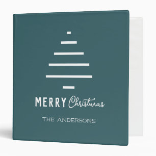 Modern Minimalist Merry Christmas Green Pine Tree  Binder