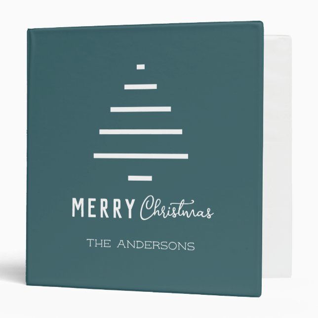 Modern Minimalist Merry Christmas Green Pine Tree  Binder (Front/Inside)