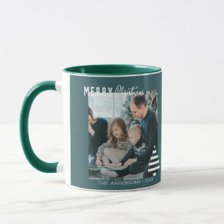 Modern Minimalist Merry Christmas Green Pine Tree  Mug