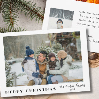 Modern Minimalist Merry Christmas Photo Holiday Card