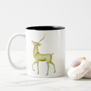 Modern Minimalist Merry Christmas Reindeer  Two-Tone Coffee Mug