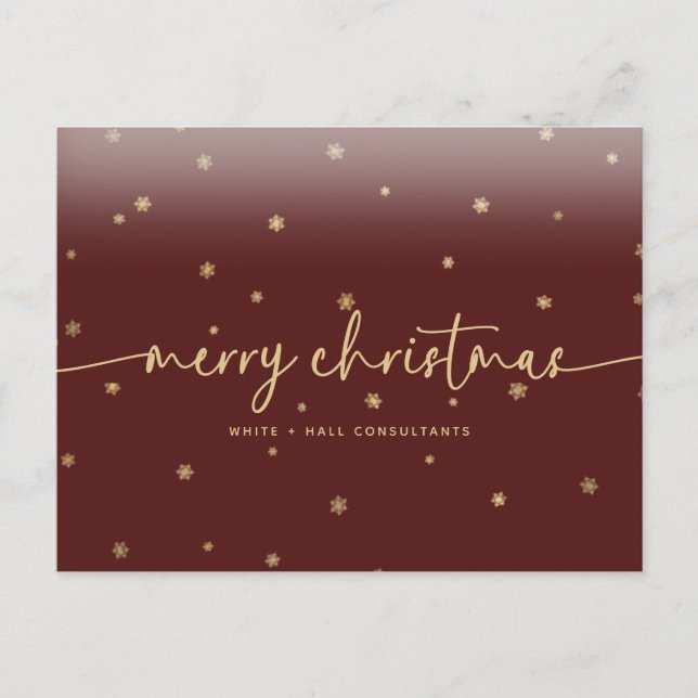 Modern Minimalist Merry Christmas Script Business Postcard (Front)