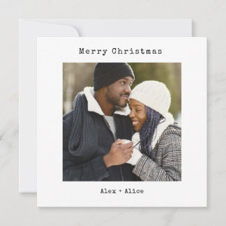 Modern Minimalist Merry Christmas with Photo Holiday Card