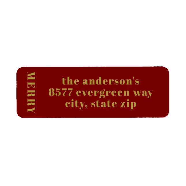 Modern Minimalist Merry Gold Return Address  (Front)
