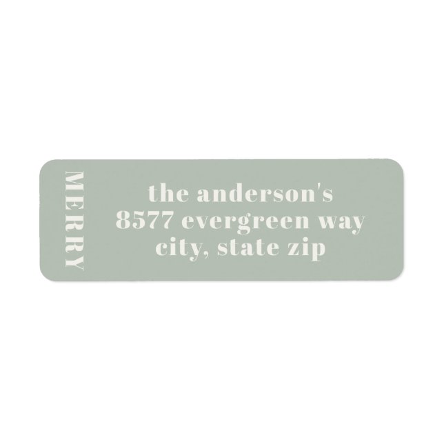 Modern Minimalist Merry Soft Green Return Address  (Front)