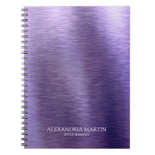Modern Minimalist Metallic Purple Job Title Name Notebook