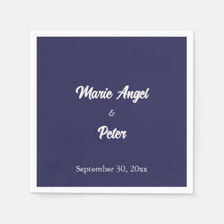 Modern Minimalist Midnight Blue Cocktail Wedding  Napkin