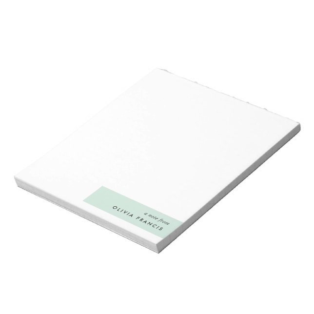 Modern Minimalist Mint Green Pastel Notepad (Rotated)