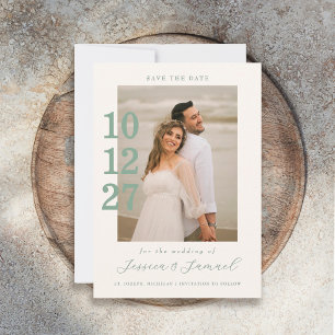 Modern Minimalist Mint Green Script Wedding Photo Save The Date