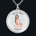 Modern Minimalist Mis XV Años Photo Silver Plated Necklace<br><div class="desc">Create your own personalized white border photo necklace for your daughter's special birthday. Customize the solid white background colour or the black text colour to match your photo. If you change the font type or size, you can fine tune the curvature of the text in small increments. Have fun creating...</div>