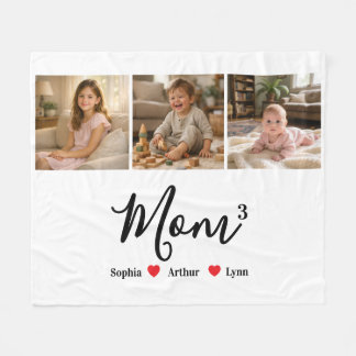 Modern Minimalist Mom Custom Photo & Name Keepsake Fleece Blanket