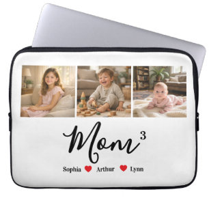 Modern Minimalist Mom Custom Photo & Name Keepsake Laptop Sleeve