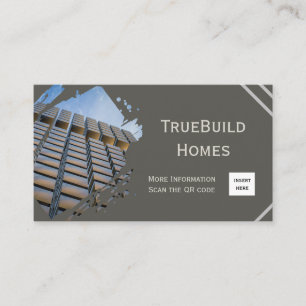 Modern Minimalist Monochrome Construction Business Card