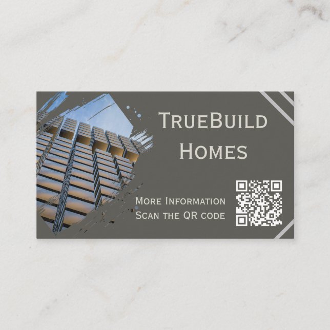 Modern Minimalist Monochrome Realtor Construction  Business Card (Front)