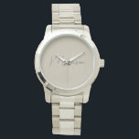 Modern Minimalist Monogram Beige Script Name Watch<br><div class="desc">Elevate your style with this sleek and sophisticated watch, featuring a personalized monogram with your initials and name in an elegant modern script. The minimalist beige design offers a timeless and refined look, making it the perfect accessory for any occasion. Ideal as a thoughtful gift or a stylish addition to...</div>