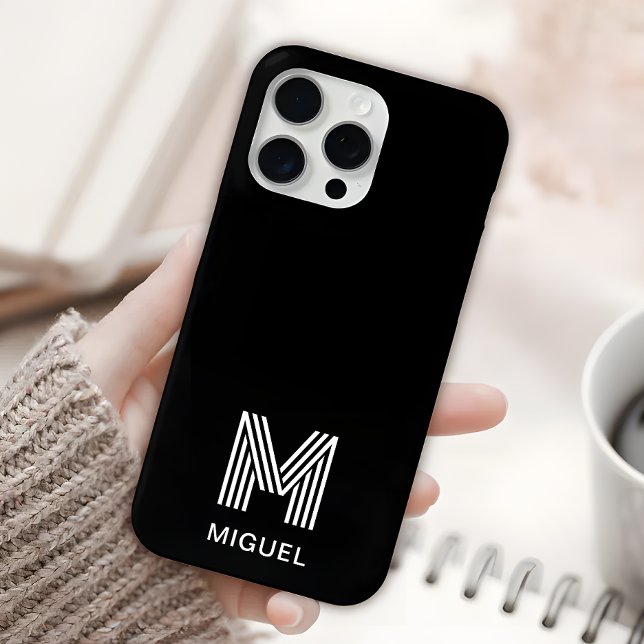 Modern Minimalist Monogram Black and White  Case-Mate iPhone Case (Creator Uploaded)