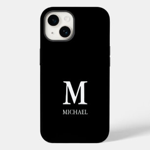 Modern Minimalist Monogram Black and White iPhone 14 Case