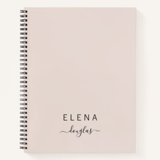 Modern Minimalist Monogram Blush Script Notebook