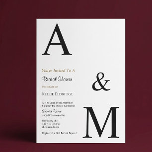 Modern Minimalist Monogram Bridal Shower Invitation
