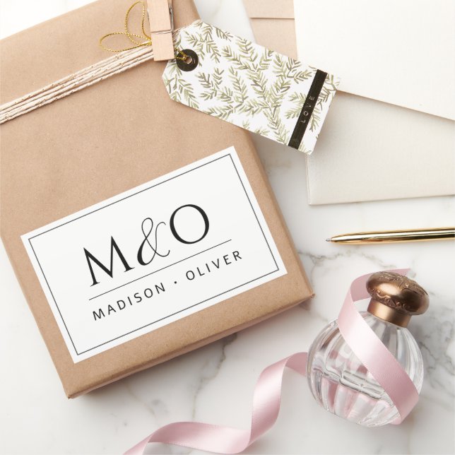 Modern Minimalist Monogram Couple  Sticker (Gifting)