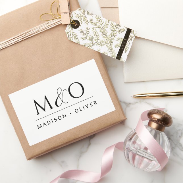 Modern Minimalist Monogram Couple  Sticker (Gifting)