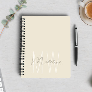 Modern Minimalist Monogram Cream Notebook