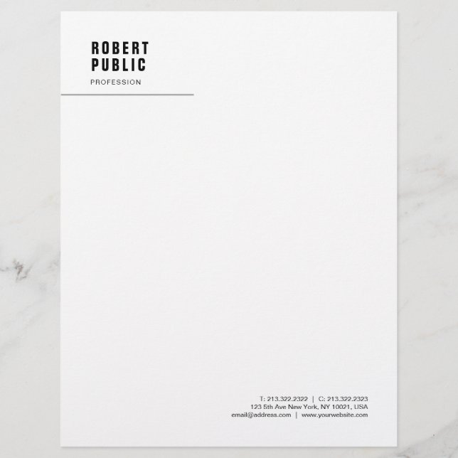 Modern Minimalist Monogram Elegant White Template Letterhead (Front)
