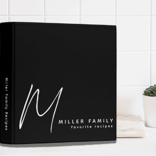 Modern Minimalist Monogram Family Recipes Binder