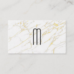 Modern Minimalist Monogram   Gold Marble Business Card