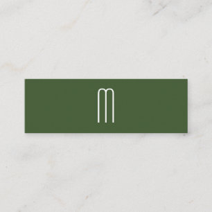 Modern Minimalist Monogram Green Mini Business Card