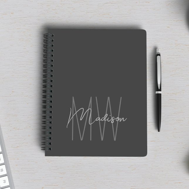 Modern Minimalist Monogram Grey Notebook (Creator Uploaded)
