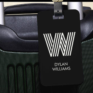 Modern Minimalist Monogram Initial and Name Luggage Tag