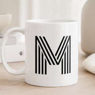 Modern Minimalist Monogram Initial Letter Black Coffee Mug