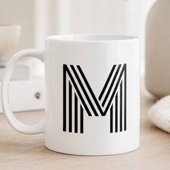 Modern Minimalist Monogram Initial Letter Black Coffee Mug (Creator Uploaded)