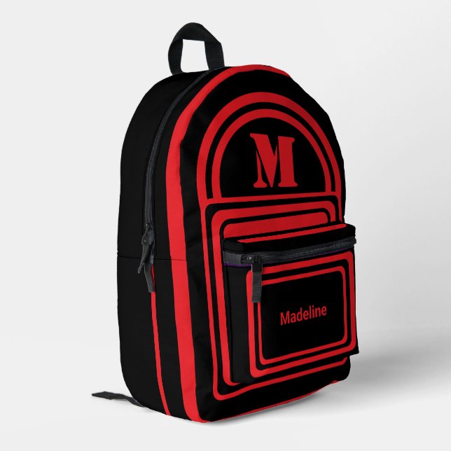Modern Minimalist Monogram Initial Name Printed Ba Printed Backpack (Back Corner Left)