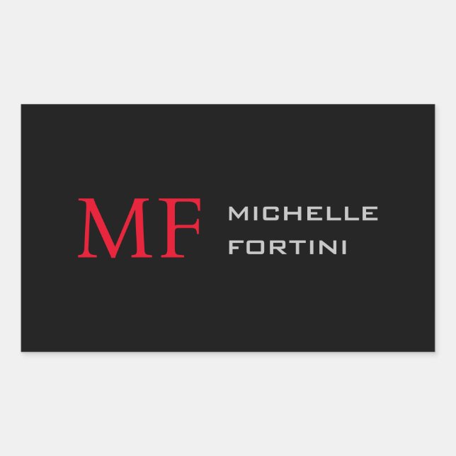 Modern Minimalist Monogram Initial Plain Red Black Sticker (Front)