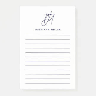 Modern Minimalist Monogram Lined Post-it Notes